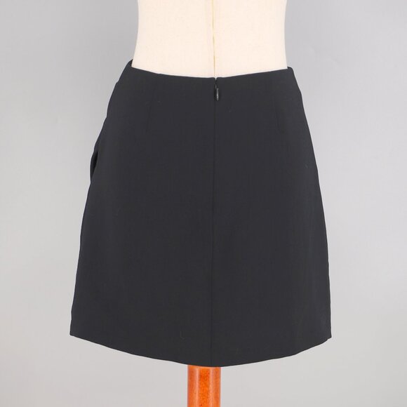 WILFRED ARITZIA Asymmetrical Drape Wrap-Style Mini Skirt Black Size 4 - Picture 3 of 7